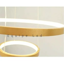 Ver imagem 5 de Lustre Pendente Moderno Anéis Led 4 Arco Pe Direito Duplo