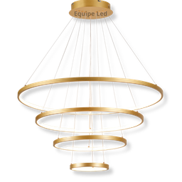 Lustre Pendente Moderno Anéis Led 4 Arco Pe Direito Duplo - 1