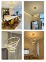 Ver imagem 3 de Lustre Pendente Moderno Anéis Led 4 Arco Pe Direito Duplo
