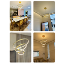 Ver imagem 3 de Lustre Pendente Moderno Anéis Led 4 Arco Pe Direito Duplo