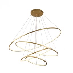 Lustre Pendente Moderno Anéis Led 4 Arco Pe Direito Duplo - 8