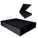 Ver imagem 1 de Cama Báu Box Base Casal Blindado Corino Preto com Pistão a Gás.