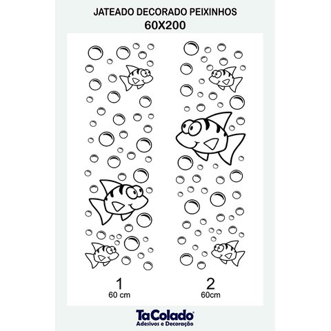 Adesivo Para Vidro Box Banheiro Jateado Decorado Peixinho Prova D'agua - 1,20 x 2,00m