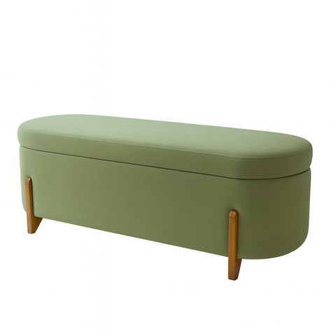Banco Baú Organizador Estofado Orgânico Milão Peseira 1,40 Bouclê Verde Oliva - Montanari'S Decor