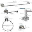 Ver imagem 5 de Jogo Acessorios Aço Inox Escovado Kit Banheiro 4 Peças Papeleira Cabide Gancho Suporte Porta Toalha