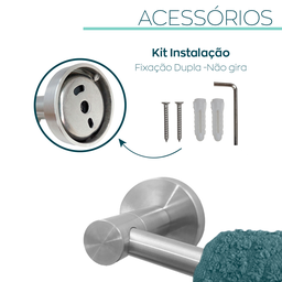 Jogo Acessorios Aço Inox Escovado Kit Banheiro 4 Peças Papeleira Cabide Gancho Suporte Porta Toalha - 4