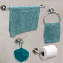 Ver imagem 2 de Jogo Acessorios Aço Inox Escovado Kit Banheiro 4 Peças Papeleira Cabide Gancho Suporte Porta Toalha