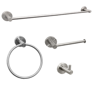 Jogo Acessorios Aço Inox Escovado Kit Banheiro 4 Peças Papeleira Cabide Gancho Suporte Porta Toalha