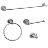 Jogo Acessorios Aço Inox Escovado Kit Banheiro 4 Peças Papeleira Cabide Gancho Suporte Porta Toalha - 1