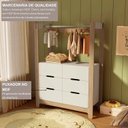 Ver imagem 6 de Guarda-Roupa Closet Infantil com 6 Gavetas e Cabideiro 100% MDF Olívia Branco/Louro Freijó Grann