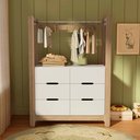 Ver imagem 1 de Guarda-Roupa Closet Infantil com 6 Gavetas e Cabideiro 100% MDF Olívia Branco/Louro Freijó Grann