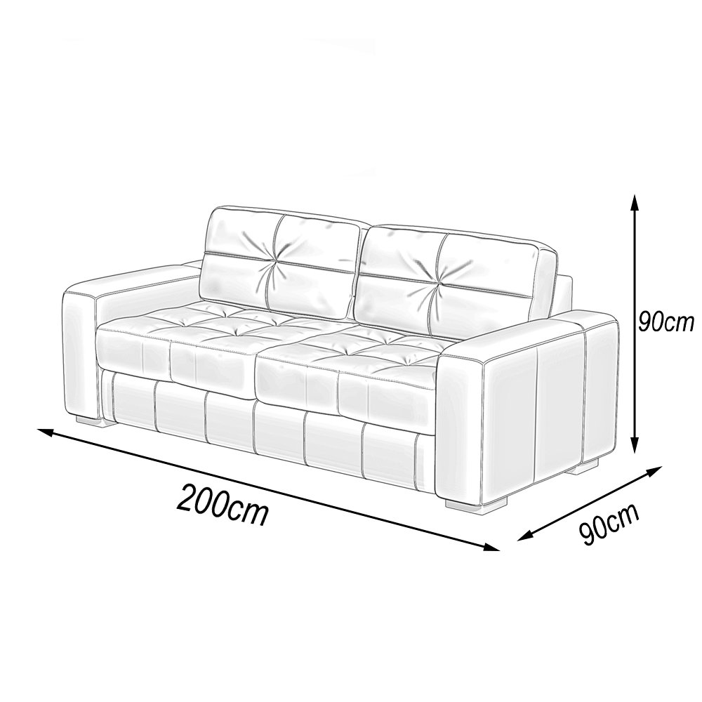 Estofado Decorativo Sala de Estar 2 Lugares City 200cm Couro Conhaque - Mozzelar - 2