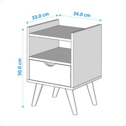 Mesa de Cabeceira 1 Gaveta e 1 Nicho Pés Retrô - Preto/freijó - 5