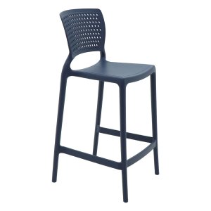 Banqueta Alta para Cozinha Tramontina Serena Azul Navy em Polipropileno com Proteção Antimicrobiana