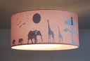 Ver imagem 2 de Luminária Plafon Safari Savana Cúpula Tecido 30x15cm: Rosa
