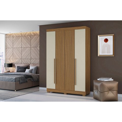Roupeiro de Solteiro 153cm 4 Portas 02 Gavetas - Atacama/areia Aramóveis