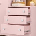 Ver imagem 2 de Guarda Roupa e Cômoda Infantil Doce Sonho 2 Portas de Bater 3 Gavetas MDF Rosa Qmovi