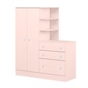 Ver imagem 1 de Guarda Roupa e Cômoda Infantil Doce Sonho 2 Portas de Bater 3 Gavetas MDF Rosa Qmovi