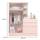 Ver imagem 3 de Guarda Roupa e Cômoda Infantil Doce Sonho 2 Portas de Bater 3 Gavetas MDF Rosa Qmovi