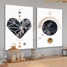Conjunto Quadros Decorativos Quarto Geométricos Amor Coração Modernos em Tecido Canvas - 1