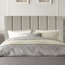 Ver imagem 1 de Cabeceira Carla Pé Plástico 195cm King Size Para Cama Box Quarto Linho Bege - Gat Magazine