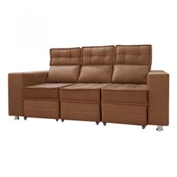 Sofá Retrátil e Reclinável 3 Lugares Londres 2.10cm C/molas - Veludo - 1 Sofá Retrátil e Reclinável 3 Lugares Londres 2.10cm C/molas - Veludo - 1