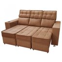 Ver imagem 4 de Sofá Retrátil e Reclinável 3 Lugares Londres 2.10cm C/molas - Veludo