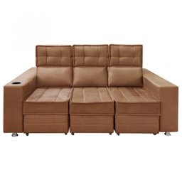 Sofá Retrátil e Reclinável 3 Lugares Londres 2.10cm C/molas - Veludo - 3 Sofá Retrátil e Reclinável 3 Lugares Londres 2.10cm C/molas - Veludo - 3