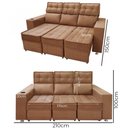 Ver imagem 6 de Sofá Retrátil e Reclinável 3 Lugares Londres 2.10cm C/molas - Veludo