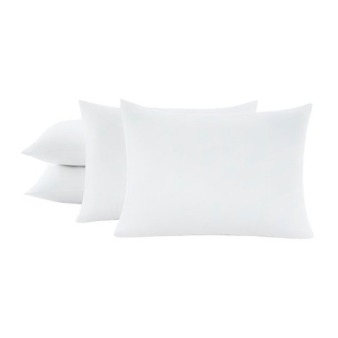 Kit 4 Travesseiros 50x70cm Antialérgico Lavável Fibra Siliconada Macio Confort - Branco