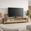 Ver imagem 6 de Rack para TV até 70 Polegadas com LED MDF 218cm Rodízios Loop Olivar Móveis Marrom Cedro Freijó/Off White/Bege