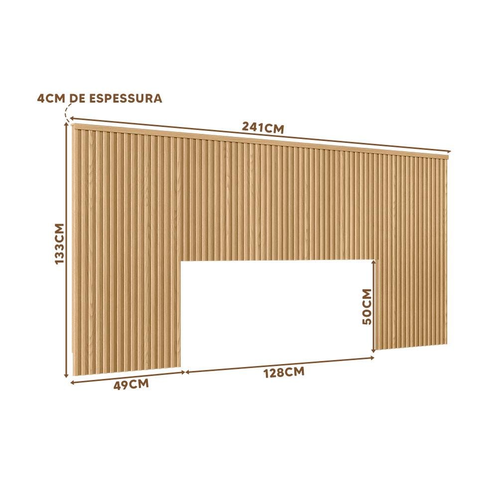 Cabeceira de Casal 241cm 2 Mesas de Cabeceira Carvalho Laranjeiras Linea Brasil - 4
