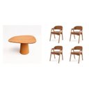 Ver imagem 2 de Conjunto Mesa Orgânica 120cm com 4 Cadeiras Estofadas Caramelo Yescasa