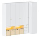 Ver imagem 2 de Guarda-Roupa Modulado Infantil com LED 4 Peças 6 Portas Wave Casatema MadeiraOriginals Branco/Marrom