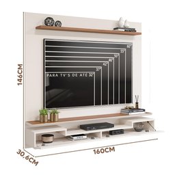 Painel TV Quarto Até 60 Polegadas Off White Freijó Levi DJ Móveis - 4