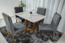 Ver imagem 2 de Mesa de Jantar Lisy Tampo Mdf e Vidro Off 120x80 com 4 Cadeiras de Madeira Maciça Safira Veludo Cinz