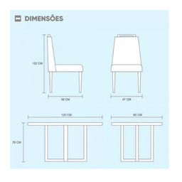 Mesa de Jantar Lisy Tampo Mdf e Vidro Off 120x80 com 4 Cadeiras de Madeira Maciça Safira Veludo Cinz - 6
