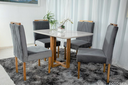 Ver imagem 1 de Mesa de Jantar Lisy Tampo Mdf e Vidro Off 120x80 com 4 Cadeiras de Madeira Maciça Safira Veludo Cinz