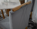 Ver imagem 5 de Mesa de Jantar Lisy Tampo Mdf e Vidro Off 120x80 com 4 Cadeiras de Madeira Maciça Safira Veludo Cinz