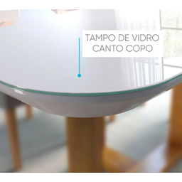 Mesa de Jantar Lisy Tampo Mdf e Vidro Off 120x80 com 4 Cadeiras de Madeira Maciça Safira Veludo Cinz - 4