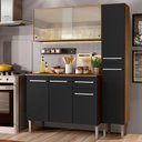 Ver imagem 1 de Armário de Cozinha Compacta Madesa Emilly Force com Balcão e Paneleiro Rustic/Preto