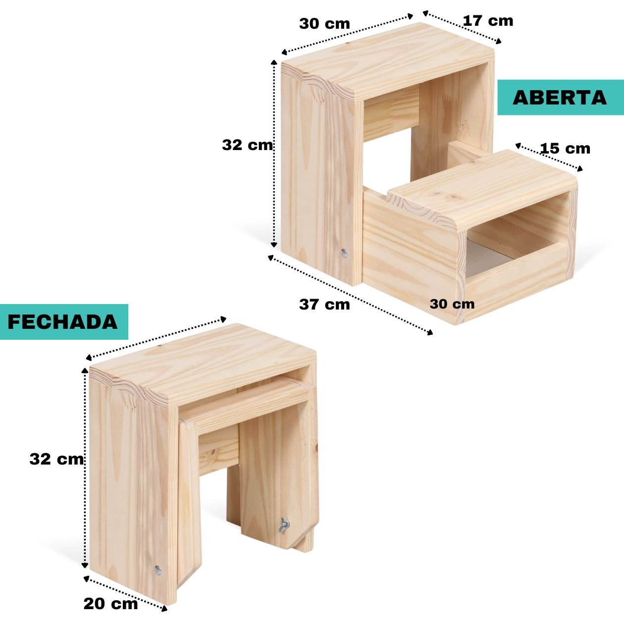 Escada Infantil Madeira Maciça Montessouri Dobravel Pinus - 3