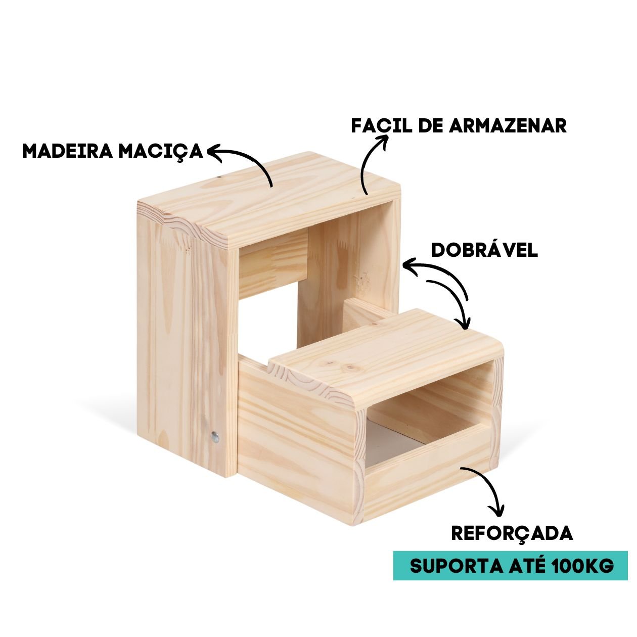 Escada Infantil Madeira Maciça Montessouri Dobravel Pinus - 2