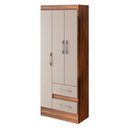 Ver imagem 3 de Guarda-roupa Solteiro Sartori 3 Portas 2 Gavetas Castanho/off White - Pnr Móveis