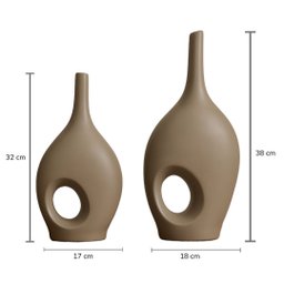 Kit de Vasos Decorativos em Cerâmica Marrom - 4