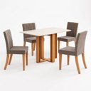 Ver imagem 2 de Conjunto Sala de Jantar Mesa Manu 120cm Tampo MDF Canto Reto 4 Cadeiras Lily