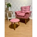 Ver imagem 2 de Kit Poltrona Opala Júlia Cadeira Decorativa + Puff Redondo Pés Palito Mercado Dos Móveis:rosê
