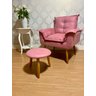 Kit Poltrona Opala Júlia Cadeira Decorativa + Puff Redondo Pés Palito Mercado Dos Móveis:rosê - 2