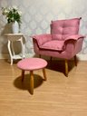 Ver imagem 2 de Kit Poltrona Opala Júlia Cadeira Decorativa + Puff Redondo Pés Palito Mercado Dos Móveis:rosê