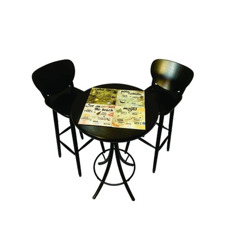 Mesa Área Gourmet Alta Redonda Preto Drink 2 Lugares